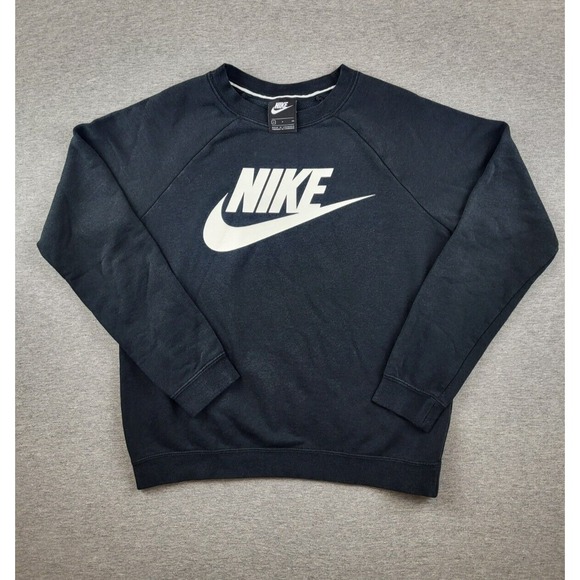 Nike Men's Sportswear Club Fleece Black Big Swoosh Crewneck Sweatshirt‎ Size S - Picture 1 of 7